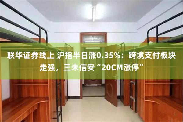 联华证券线上 沪指半日涨0.35%：跨境支付板块走强，三未信安“20CM涨停”
